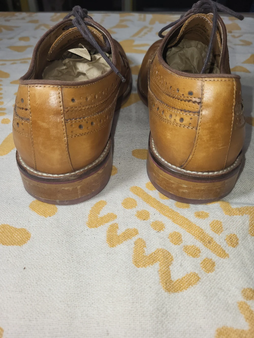 Johnston & Murphy Leather Tan Perforated Wingtip Oxfords